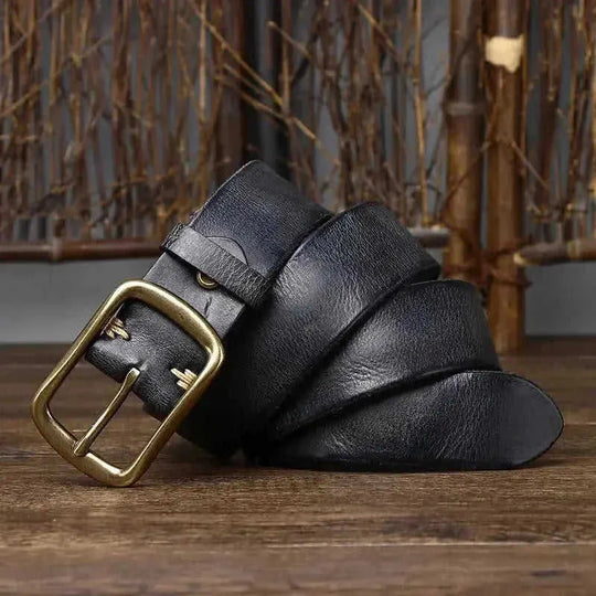 vintage distressed leather belt | brass buckle belt for men | genuine cowhide leather belt | ultrasonic cleaning