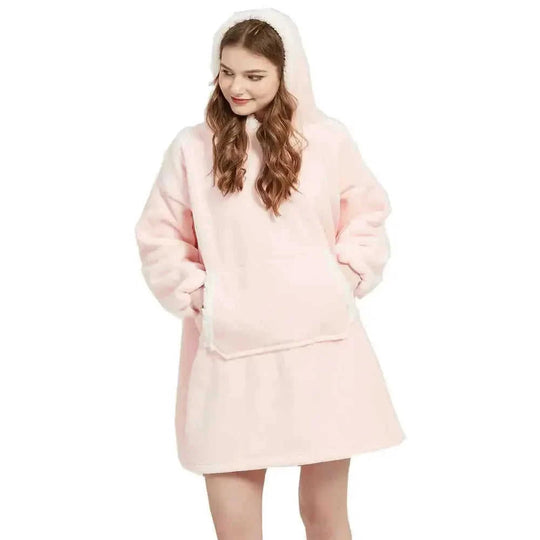 fleece-lined pullover | double layer composite fabric | thick flannel home wear | ultrasonic cleaning
