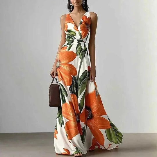 Printed Girdle Oversized Swing Dress L - texture and material detail