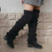 Autumn And Winter New Solid Color Mohair Long Tube Pile Style Foot Women's Fashion Casual Knitted Bunching Socks Khaki - m...
