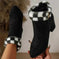 suede plush ankle boots | square heel winter boots | plaid print casual shoes | ultrasonic cleaning