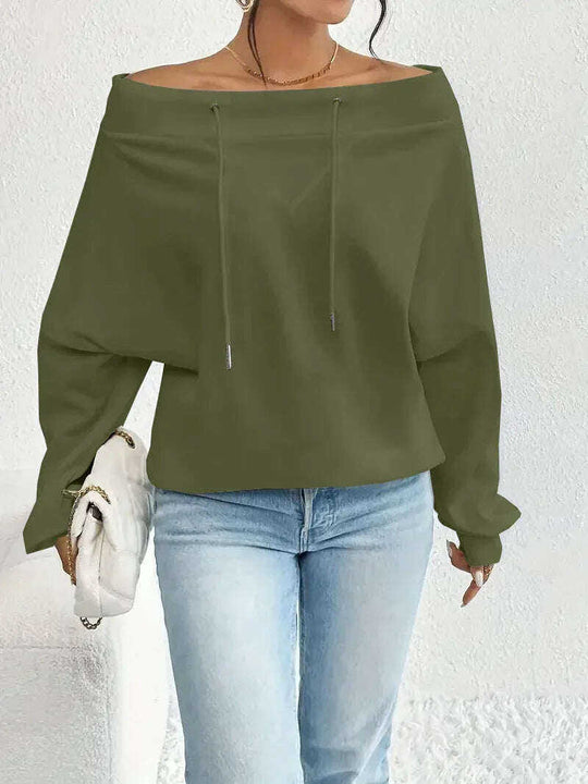 Women's Loose Casual Drawstring Off-the-shoulder Off-shoulder Top Meifu Market