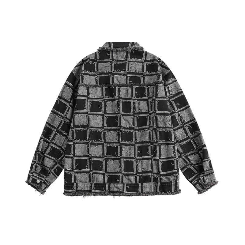 Plaid Denim Coat Top Jacket Meifu Market