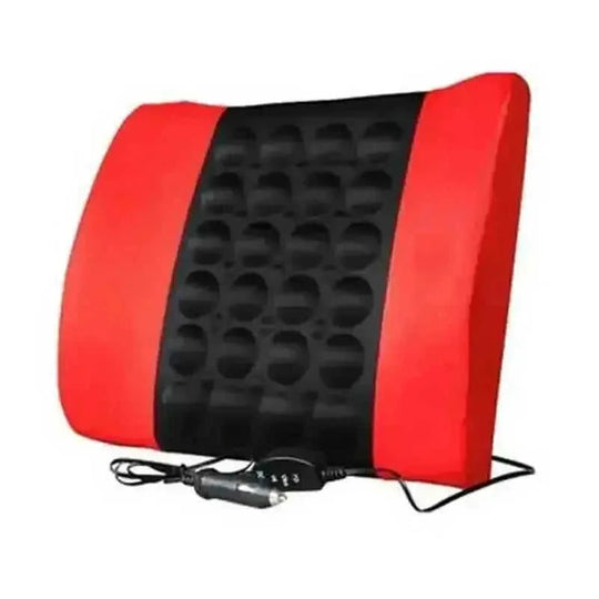 12V Car Massager Chair Pad - Neck & Waist Pillow for Pain Relief - close-up detail (material: cotton | pattern: check)