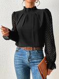 Women's Half-turtleneck Stitching Wavy Chiffon Long-sleeved Top Meifu Market