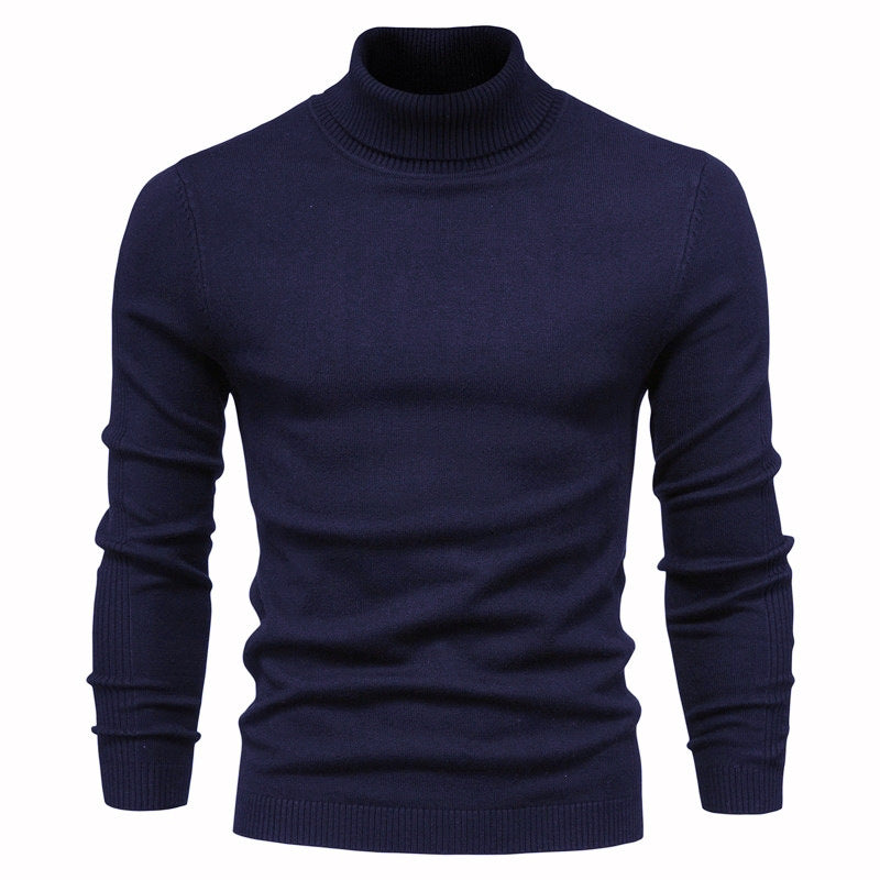 Men's Solid Color Slim Pullover Turtleneck Sweater Winter Casual Tops Clothing Meifu Market