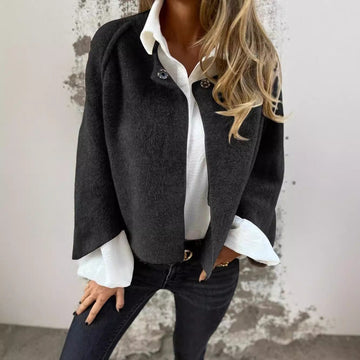 Women's Batwing Sleeve Cardigan Ins Fashion Cropped Jacket Tops Autumn And Winter Loose Short Cashmere Coat Meifu Market