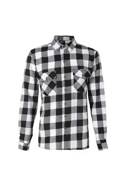 A Long-sleeved Pocket Checked Shirt With A Lapel For Young Men In Autumn And - side view (material: cotton | color:...
