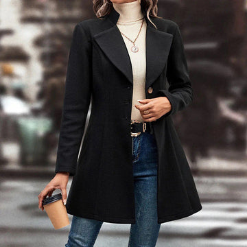 Women's Winter Overcoat Lapel Collar Single Breasted Outerwear Long Pea Coat Meifu Market