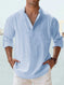 Men's Long Staple Cotton Long Sleeve Stand Collar Shirt - Meifu Market