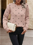 Ins Polka Dot Print Pullover Sweater Fashion Casual Long-sleeved Jacquard Knitted Top Winter Round Neck Clothing For Women Meifu Market