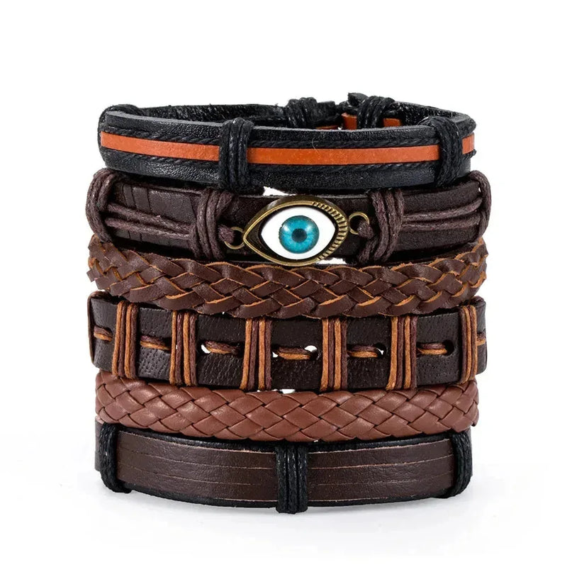 genuine leather bracelet | adjustable woven bracelet | multi-layer charm bracelet | energy saving