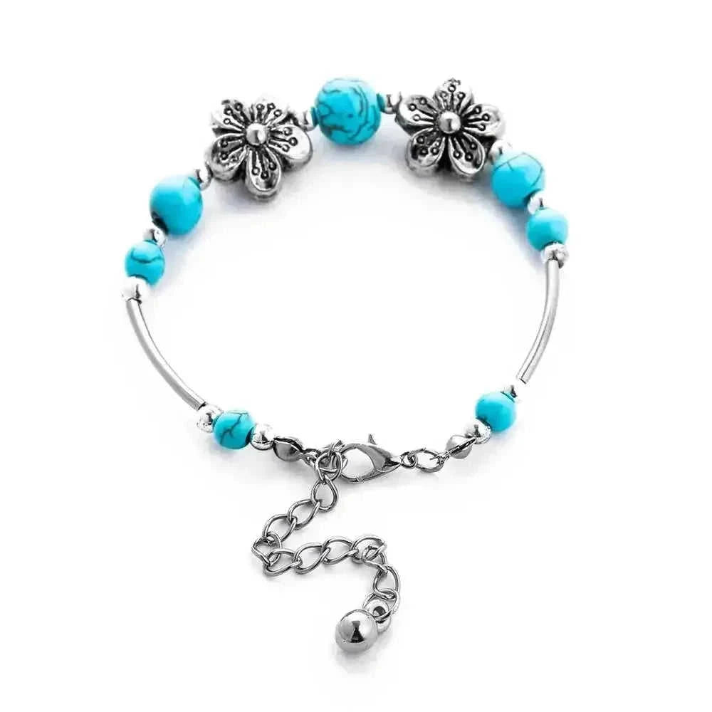 elastic turquoise bracelet | adjustable boho bangle | vintage tribal jewelry | energy saving