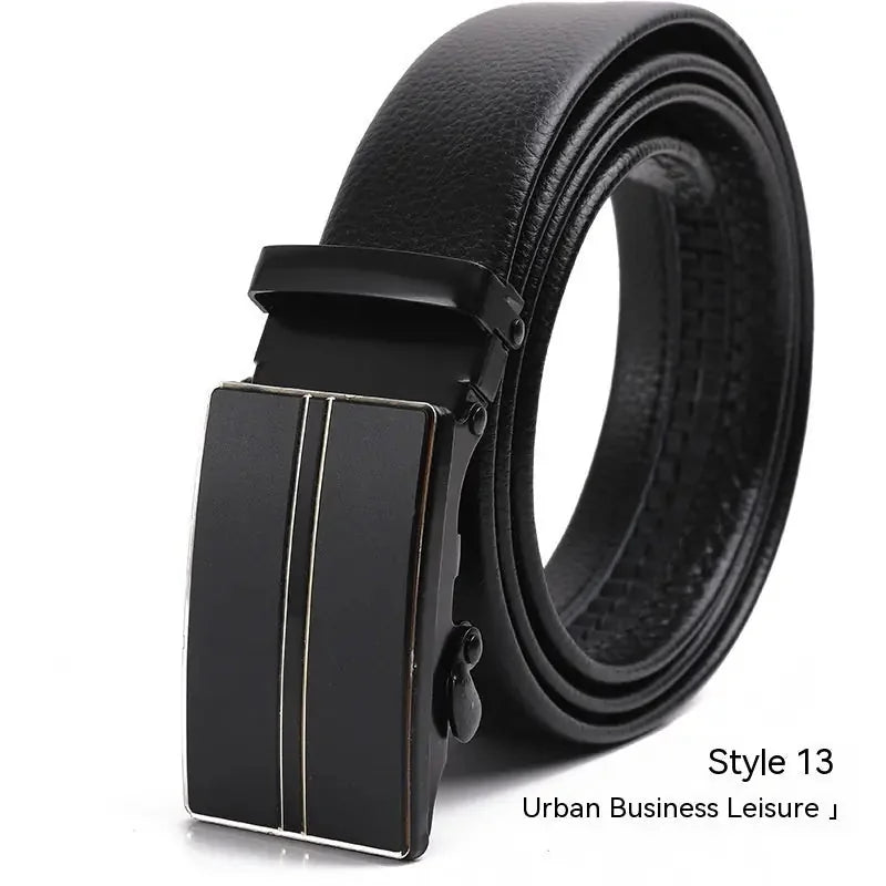 automatic buckle belt | genuine leather belt for men | litchi pattern texture | energy saving
