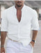 Men's Long Sleeve Shirt With Button Casual Solid Color Tops For Spring Autumn Gray - texture and material detail