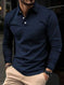 Buckle European And American Men's Daily Casual Polo Collar Long Sleeve Polo Wear - Meifu Market