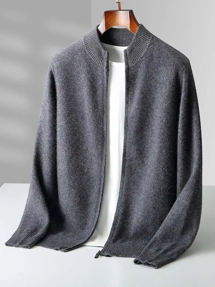 pure wool cardigan | double-strand knit sweater | stand collar cashmere | ultrasonic cleaning