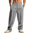 breathable cotton linen blend | elastic waistband trousers | loose fit casual pants | energy saving