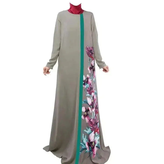ethnic print maxi dress | long sleeve swing dress | 3d pattern zipper dress | ultrasonic cleaning