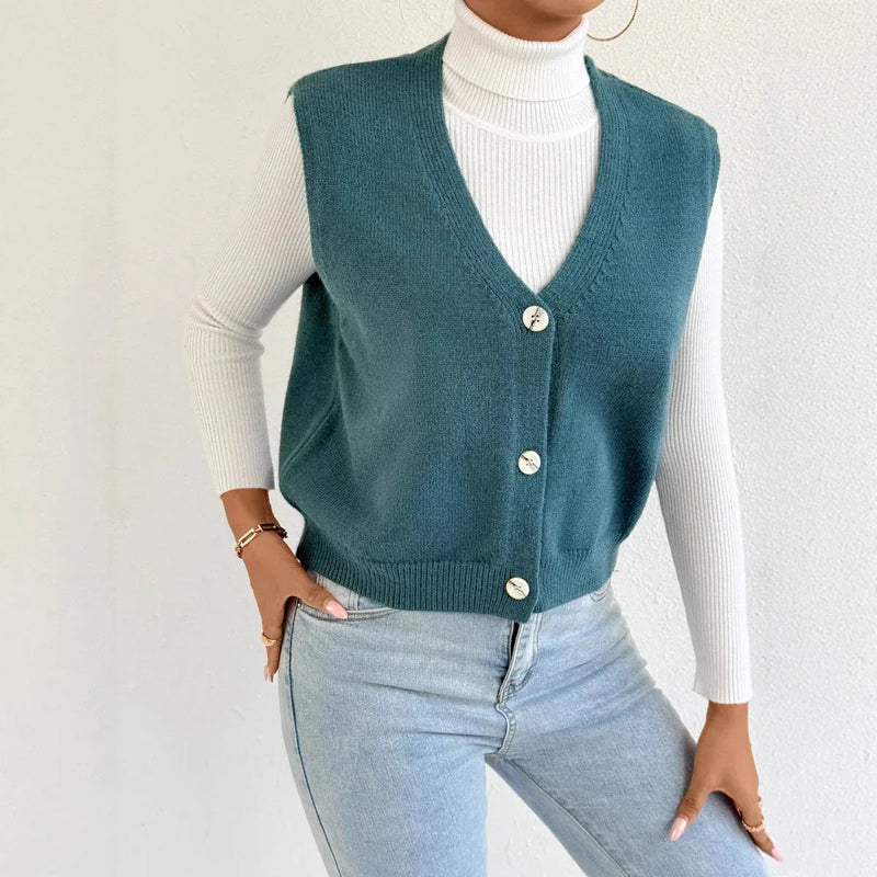 V-neck Sleeveless Vest Bandage Cardigan Coat For Women Meifu Market