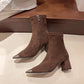 Fashion Elegant Square Head French Chunky Heel Boots Meifu Market