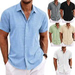 Men's Solid Color Linen-Feel Polo T-Shirt