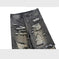 Camouflage Stitching Micro-pull Wide Leg Ripped Ripped Jeans - Meifu Market