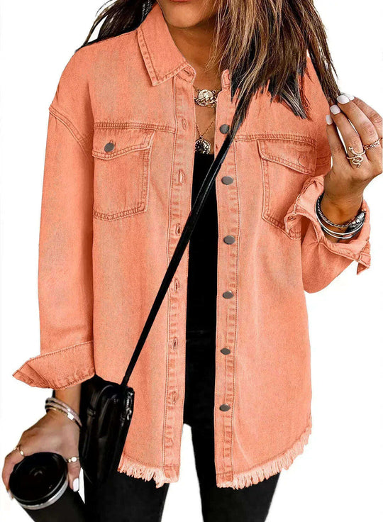 Washed Denim Shirt Jacket Women's European And American Meifu Market