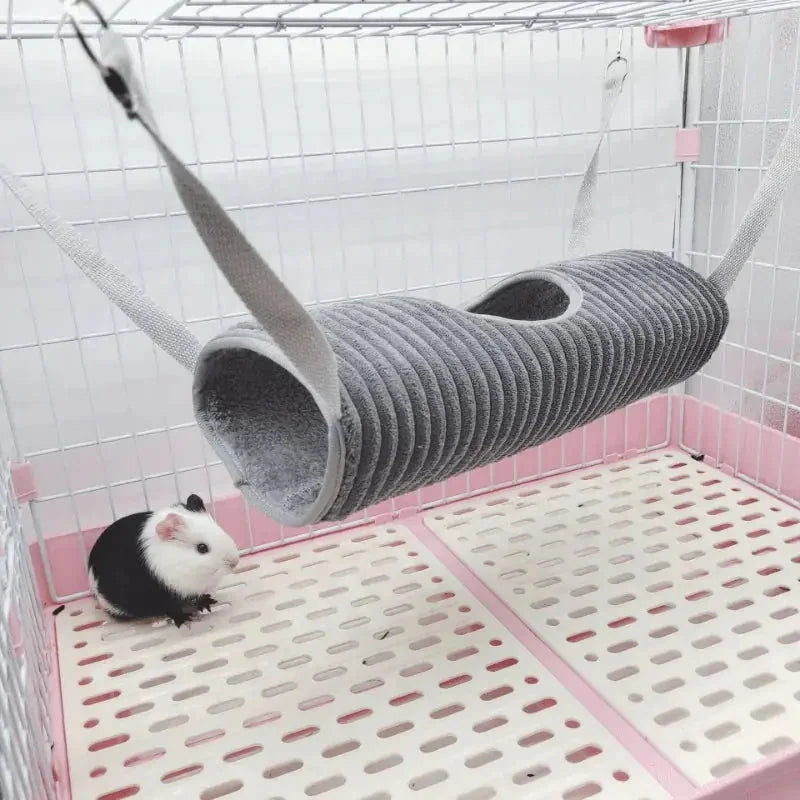 large hamster tunnel hammock | durable ferret hideaway with swing | interactive pet channel for rats | ultrasonic cleaning