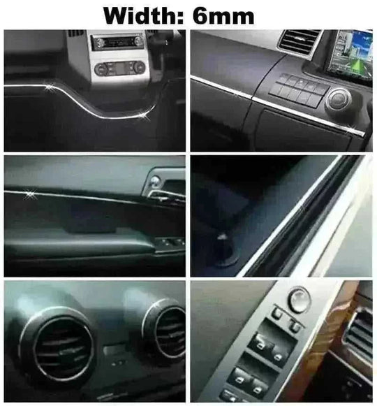 6M Chrome Car Styling Moulding Strip - Door Window Mirror Body Decorat - back view (pattern: check)