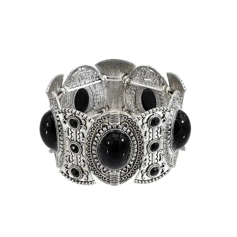 elastic turquoise bracelet | adjustable boho bangle | vintage tribal jewelry | ultrasonic cleaning