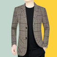 Business Casual Suit Coat Men's Spring And Autumn Middle-aged Men's Plaid Suit - Meifu Market