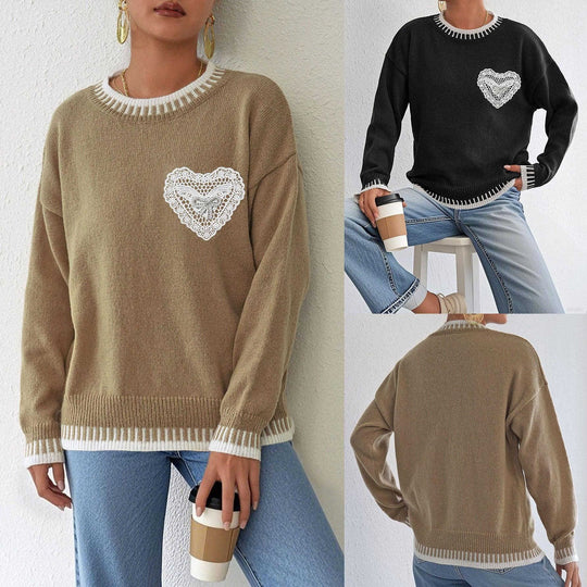 Women's Color Contrast Patchwork Pullover Loose Sweater Meifu Market