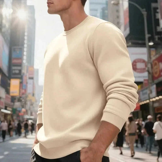 fleece-lined construction | loose fit sweater | cotton blend material | ultrasonic cleaning