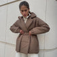 Winter Lapel Waisted Cotton Coat Fashion Solid Color Slim Overcoat Womens Clothing Meifu Market