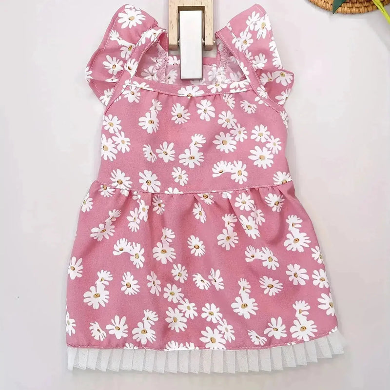 adorable daisy pet dress | soft breathable dog dress | comfortable cat loungewear | energy saving