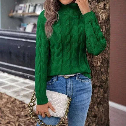 Women's Cable-knit Turtleneck Sweater Meifu Market