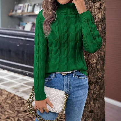 Women's Cable-knit Turtleneck Sweater Meifu Market