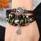 handmade beaded leather bracelet | genuine cow leather bracelet | adjustable punk bracelet | energy saving