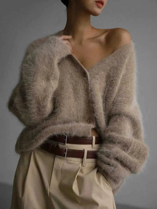 cashmere blend cardigan | oversized fit sweater | longline knitwear | energy saving