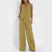 lightweight linen blend fabric | high-waisted wide-leg trousers | breathable sleeveless vest top | ultrasonic cleaning