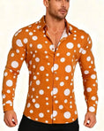 long sleeve polka dot shirt | cotton blend casual shirt | mens button down shirt | ultrasonic cleaning