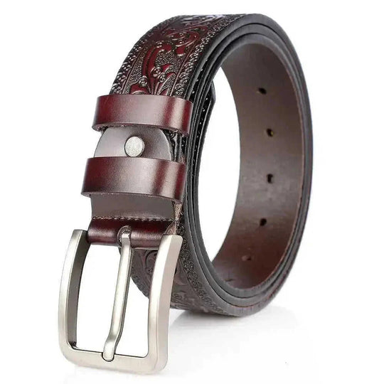 genuine leather belt for men | full grain cattlehide leather | heavy duty brass buckle | energy saving