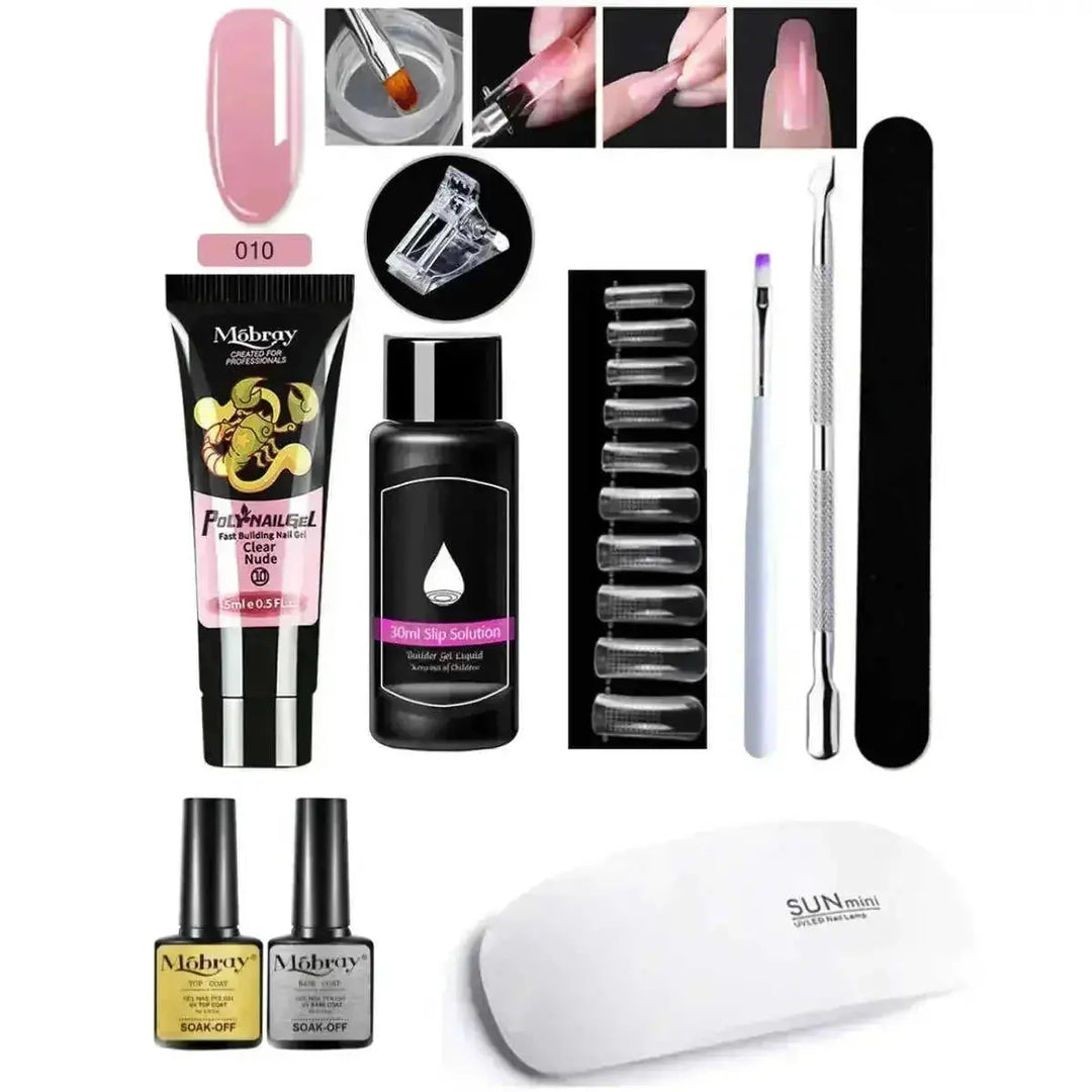 crystal nail extension kit | professional nail art set | acrylic nail forms set | ultrasonic cleaning