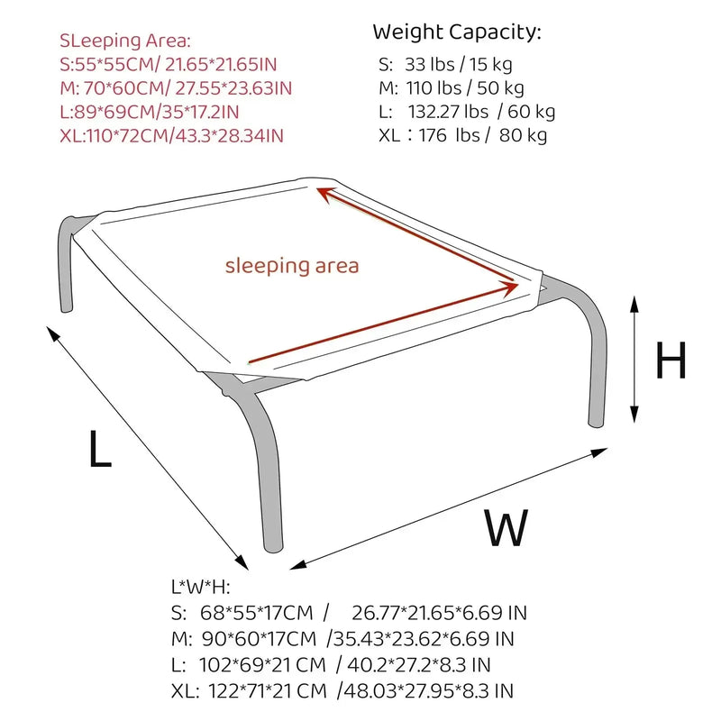 elevated dog bed for camping | heavy-duty aluminum frame dog cot | extra large portable dog bed | ultrasonic cleaning