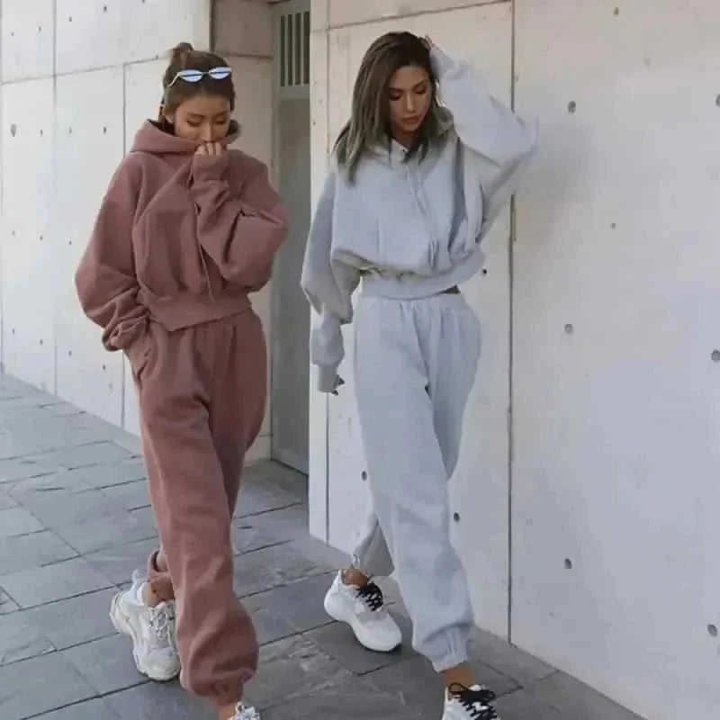 womens 2 piece tracksuit set | fleece lined hoodie and joggers | casual loungewear set | ultrasonic cleaning
