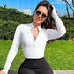 seamless shapewear jumpsuit | long sleeve bodysuit for women | slimming romper with zipper | energy saving