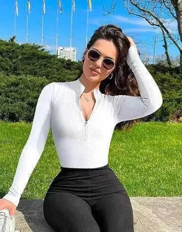 seamless shapewear jumpsuit | long sleeve bodysuit for women | slimming romper with zipper | energy saving