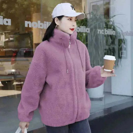 double-faced fleece fabric | high neck sweater women | warm cardigan for women | energy saving