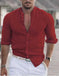 Men's Long Sleeve Shirt With Button Casual Solid Color Tops For Spring Autumn Gray - complete package contents